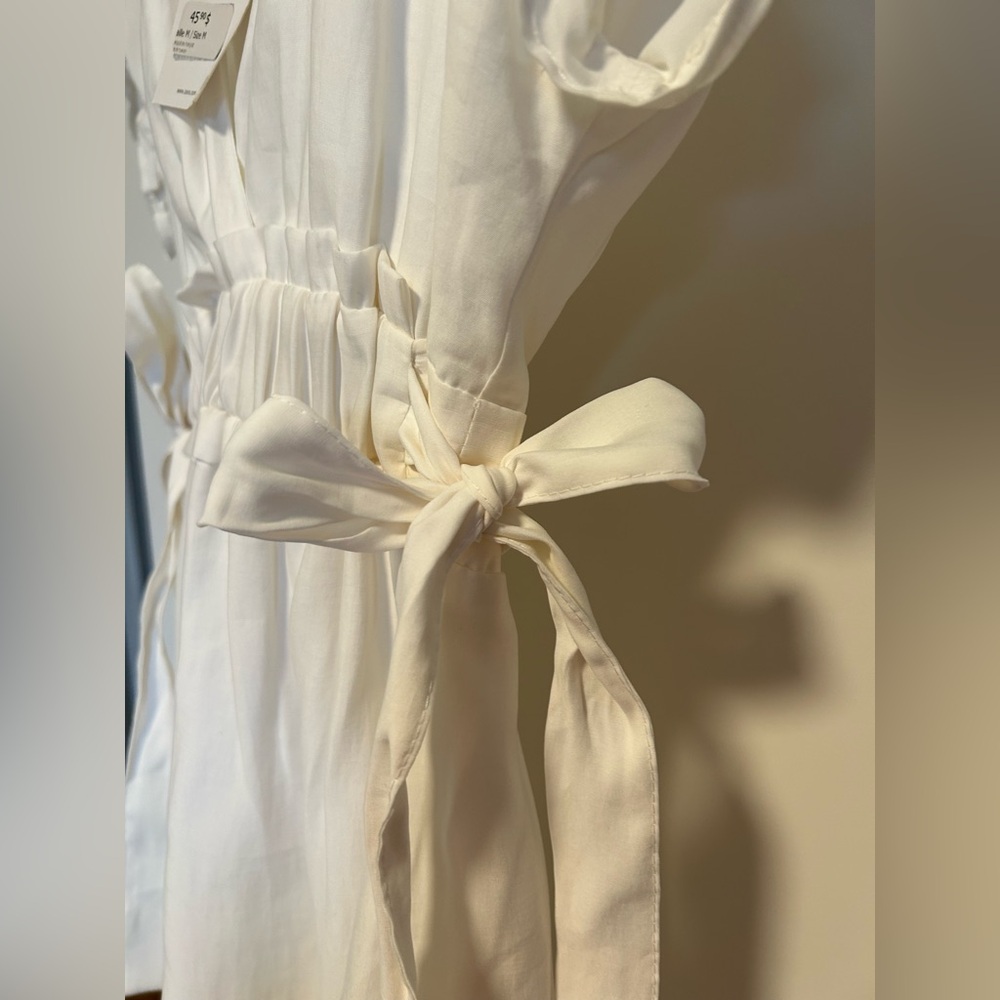 White Zara Dress with Bow Detail